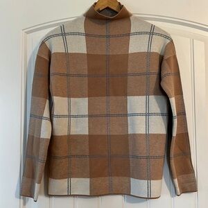 NWT Rachel Zoe Plaid Print Mock Neck Sweater